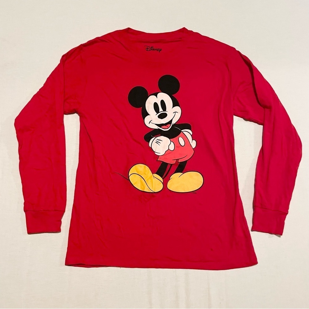 Disney Mickey Mouse Red Long Sleeve T-Shirt Women’s Size Large Shirt